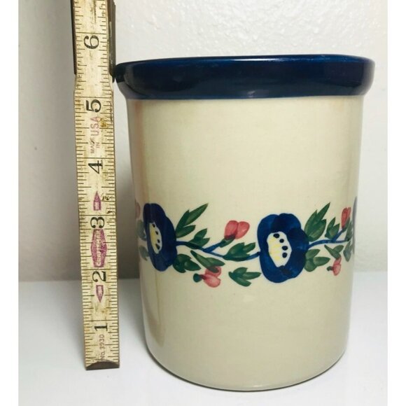 Ceramic Crock Floral Design Decorative Countertop 5.5" Utensil Holder 1 Quart - Picture 5 of 7
